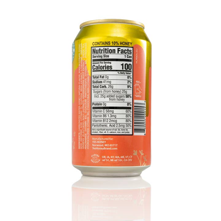 Yes Honey - Wholesale Soda/Carbonated Drink - Yes Honey - 100% Honey Sweetened Soda - Peach Vitality2