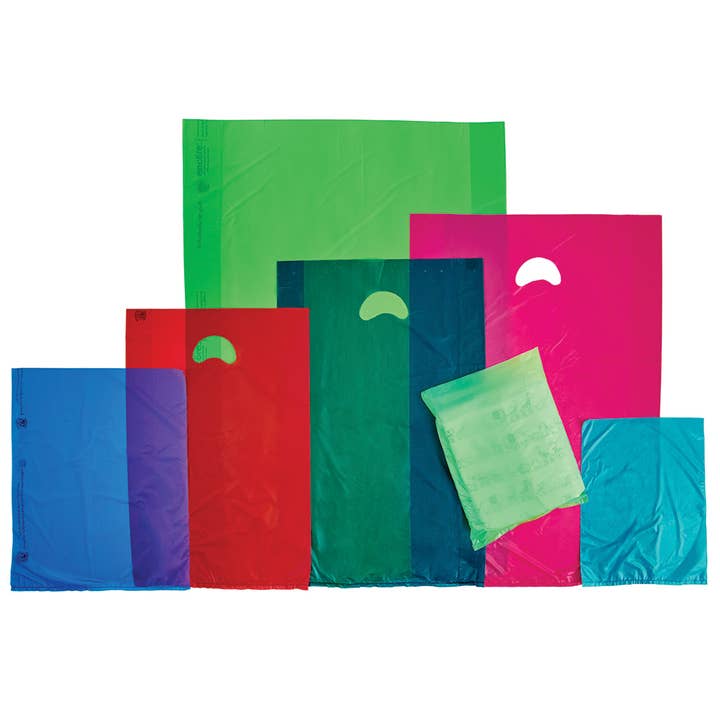 Color Plastic Merchandise Bags for wholesale by Nashville Wraps