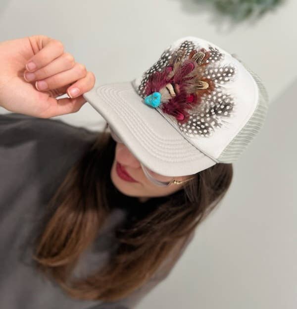 Funk Town Tees - Wholesale Trucker Hat - Women's - Western Feather Crown Trucker Hat 2