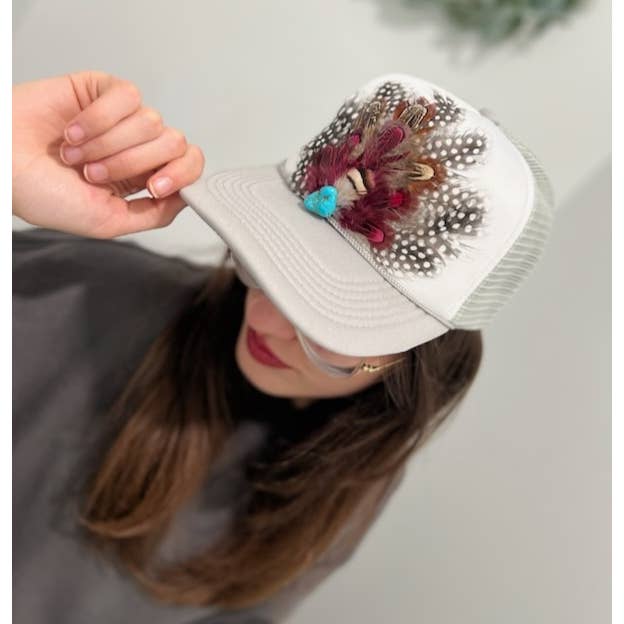 Funk Town Tees - Wholesale Trucker Hat - Women's - Western Feather Crown Trucker Hat 2