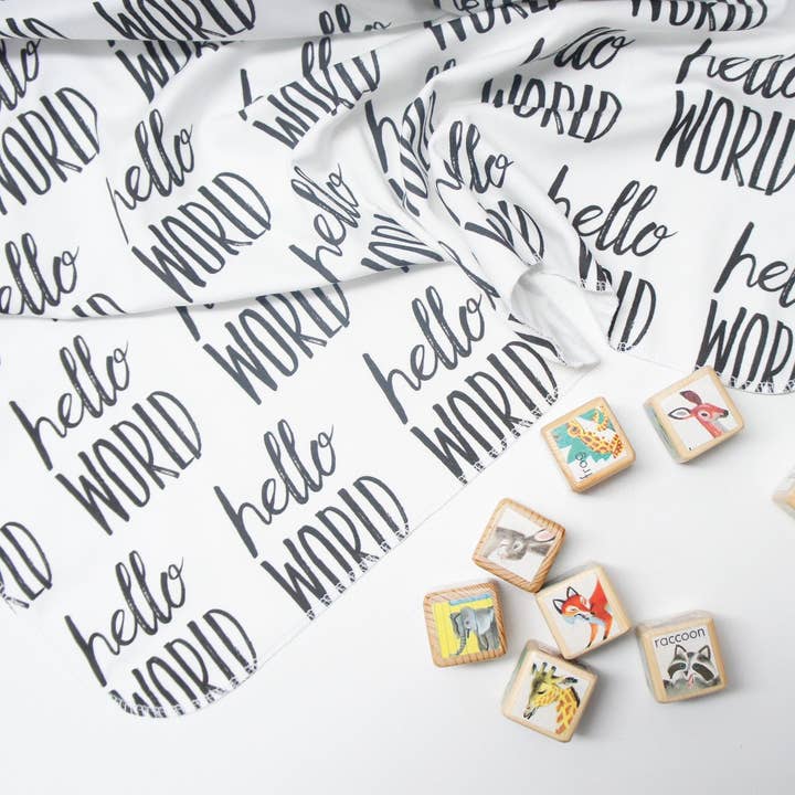 Blanket - Manta para bebé de algodón orgánico Hello World para venta al por mayor de Willbirdbaby