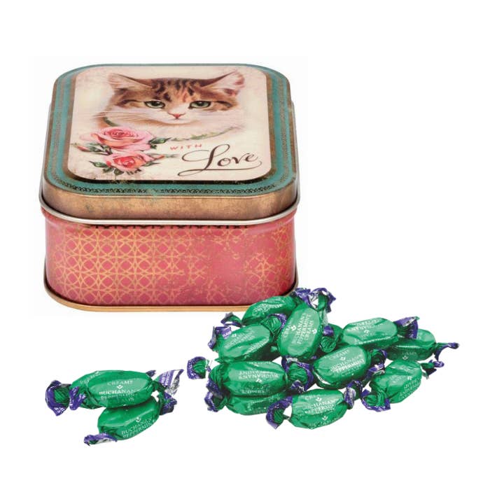 Nostalgia - With Love Cat Tin with Peppermint Creams for wholesale by Tin Treats