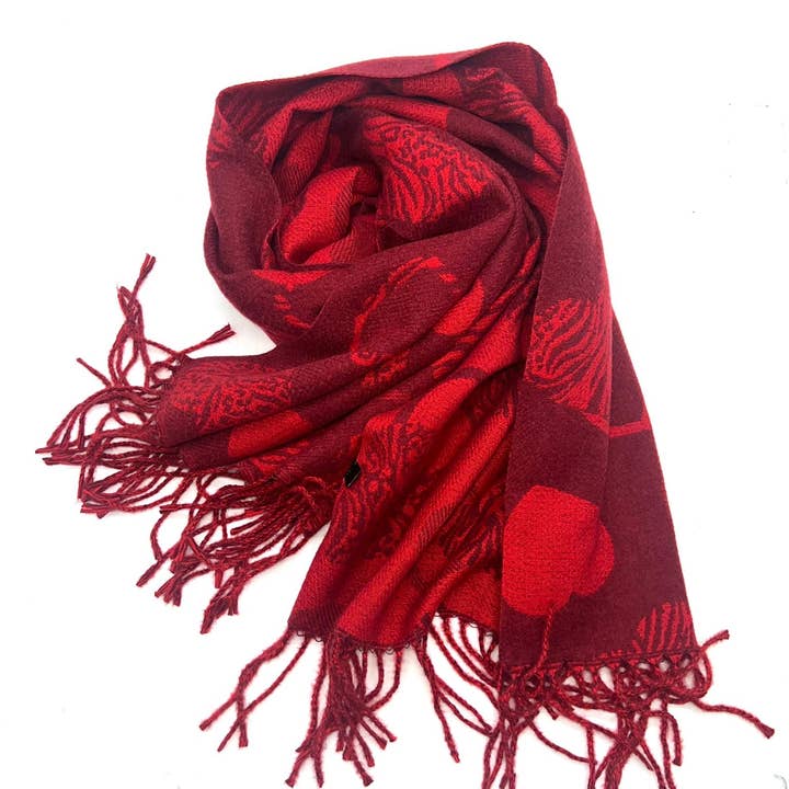 LINETA - Wholesale Scarf - Women's - HH-356 Reversible heart pattern scarf10