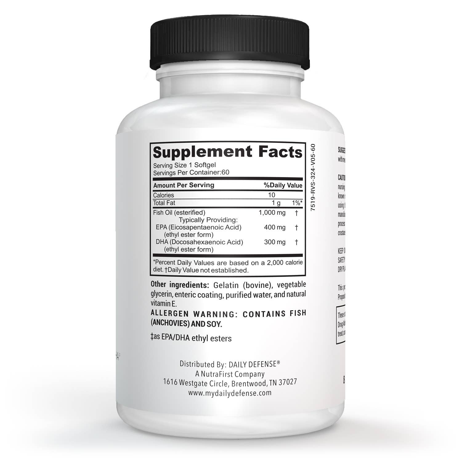 DAILY DEFENSE - Wholesale Oral Supplement/Vitamin - Omega-3 Enteric Coated Fish Oil Oral Supplement with EPA/DHA1