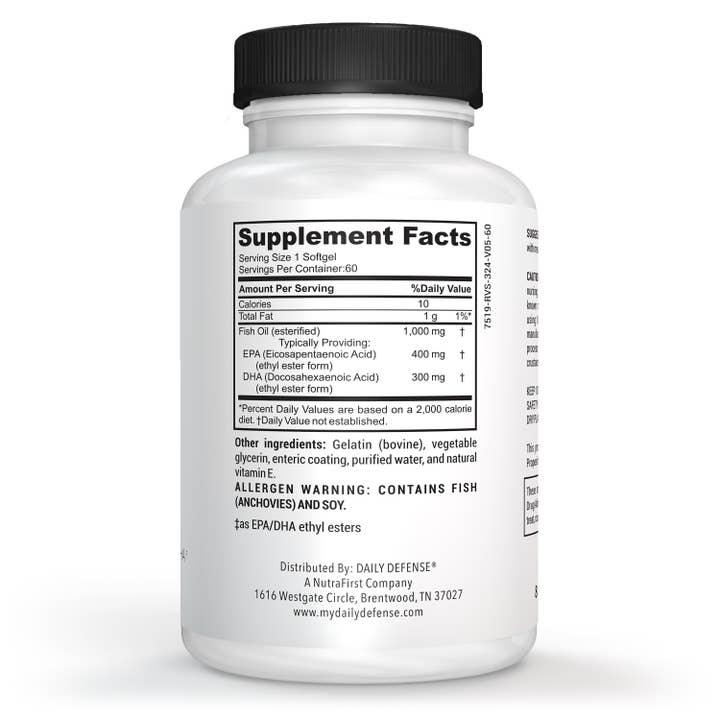 DAILY DEFENSE - Wholesale Oral Supplement/Vitamin - Omega-3 Enteric Coated Fish Oil Oral Supplement with EPA/DHA1