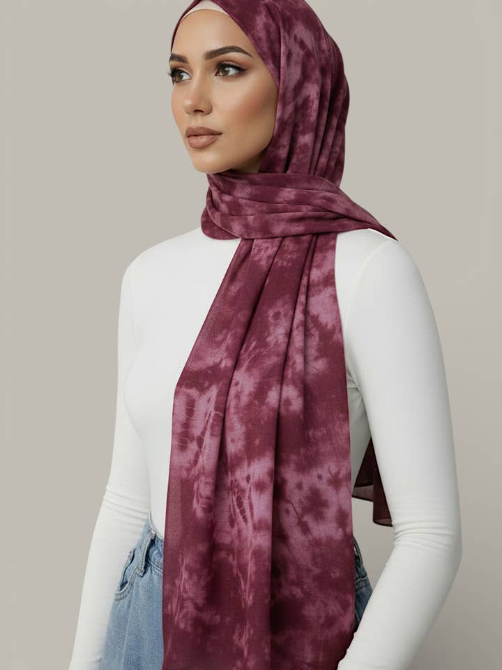 Tie-Dye Modal Hijab - 8 Colors for wholesale by Queen of Hijab (USA Duty Paid)