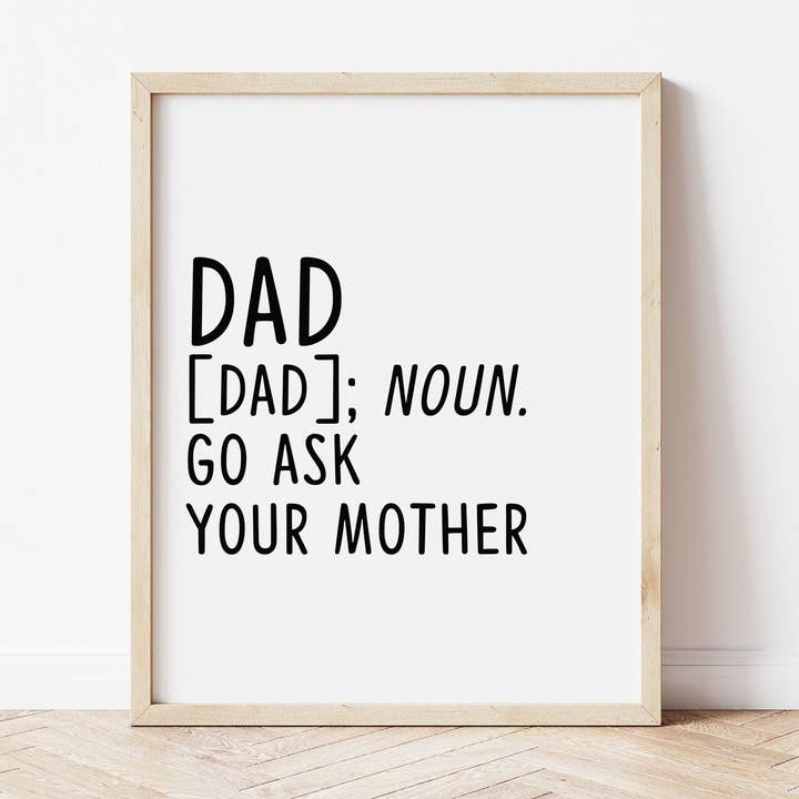 Impression de papa | Définition du père | Définition du père | Cadeau de papa | Anniversaire de papa | Fête des pères | Bureau de papa | Cadeau amusant | Décoration d'intérieur | Art mural pour la vente par SnaptureThis