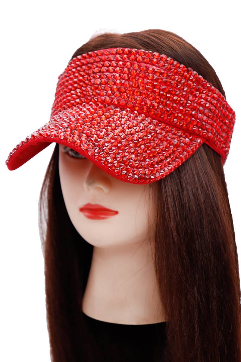 Cap Zone - Wholesale Visor - Women's - Full Bling Rhinestone Acrylic Velcro Visor10