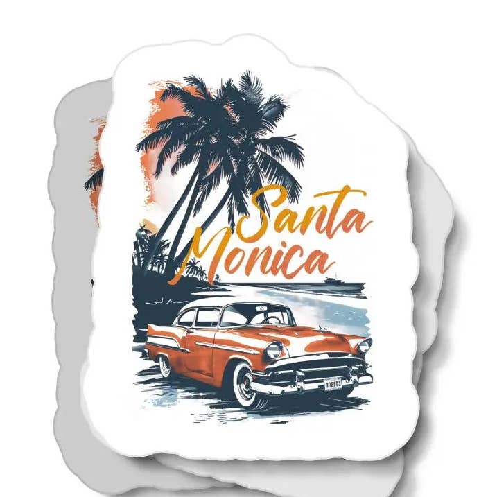 Autocollant étanche pour voiture classique de Santa Monica pour la vente par JE Creates