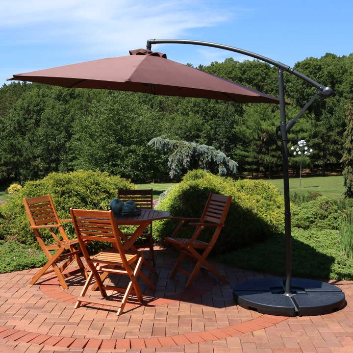 10 ft Cantilever Offset Patio Umbrella with Crank - Brown for wholesale by Sunnydaze Decor