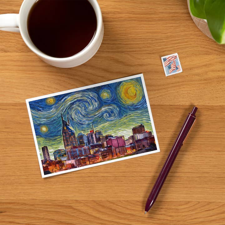 Lantern Press - Wholesale Postcard - PREMIUM POSTCARDS Nashville, Tennessee, Starry Night Series