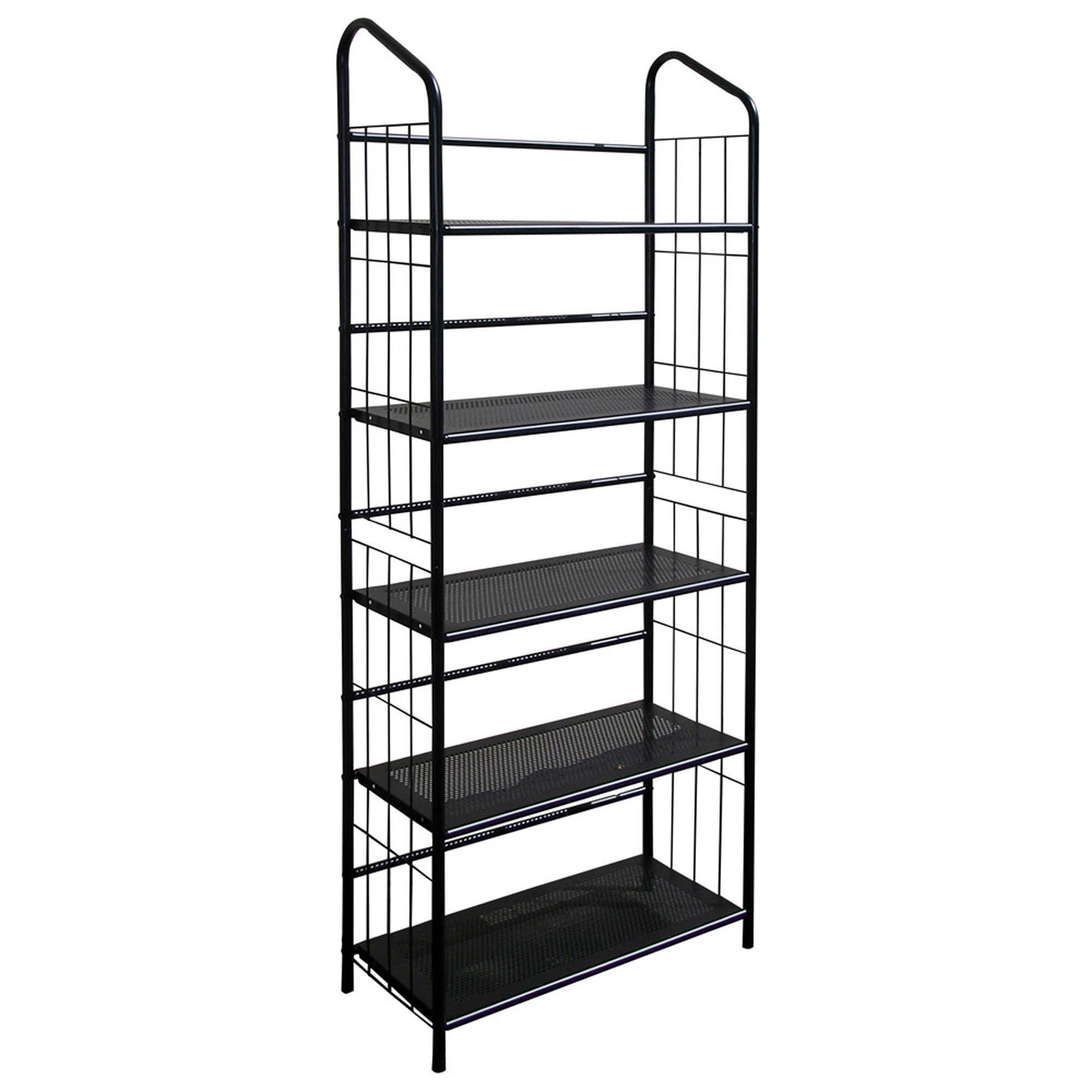 HomeRoots - Wholesale Bookcase - 64" Black Metal Five Tier Bookcase2
