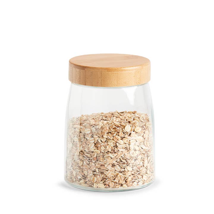 transparent Storage jar with bamboo lid, 1300 ml for wholesale on Faire1
