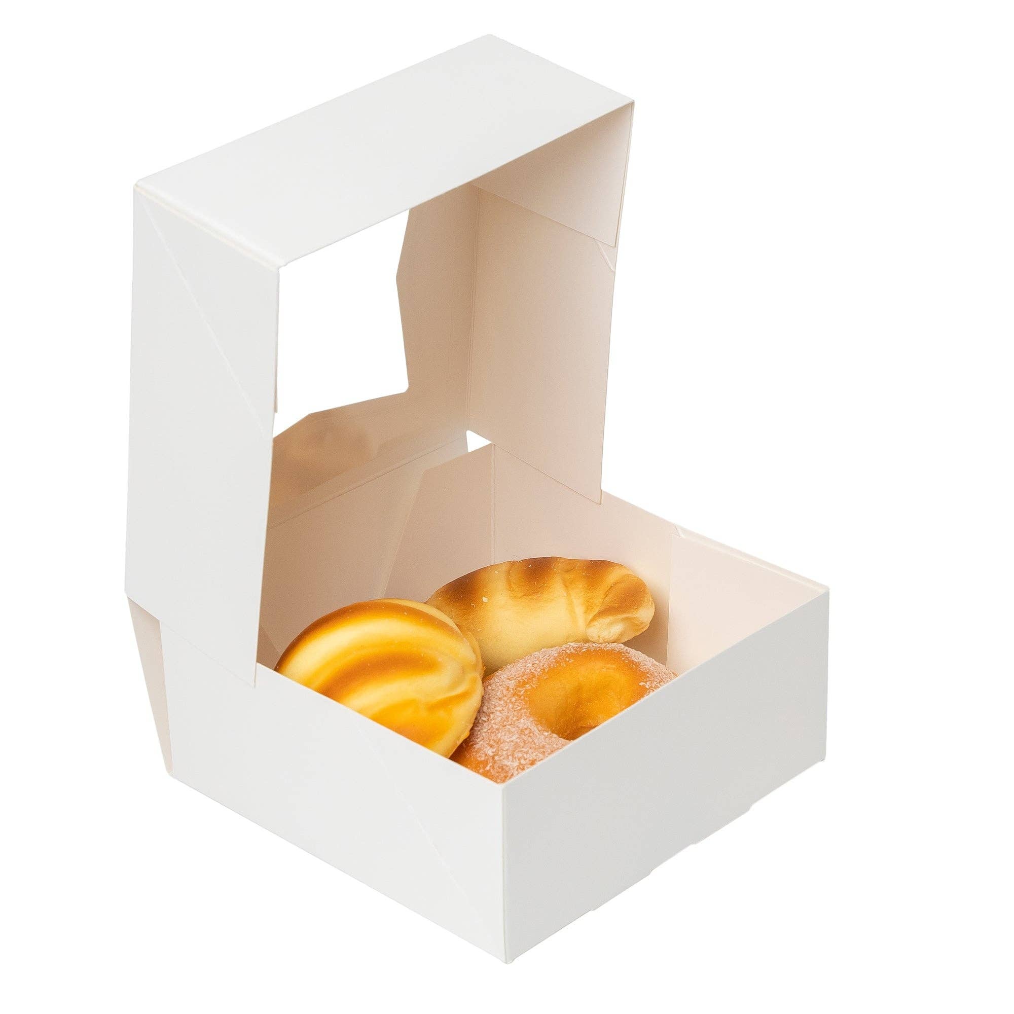 White Bakery Boxes with Window - pack of 25 - 10"L x 10"W x 2 ½"H for wholesale on Faire1