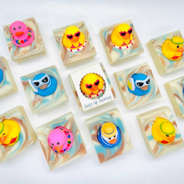 SARATOGA NATURAL BODY CARE LLC - Wholesale Bar Soap - Summer Surf's Up Duckling Handmade Soap Bar for Kids VEGAN
