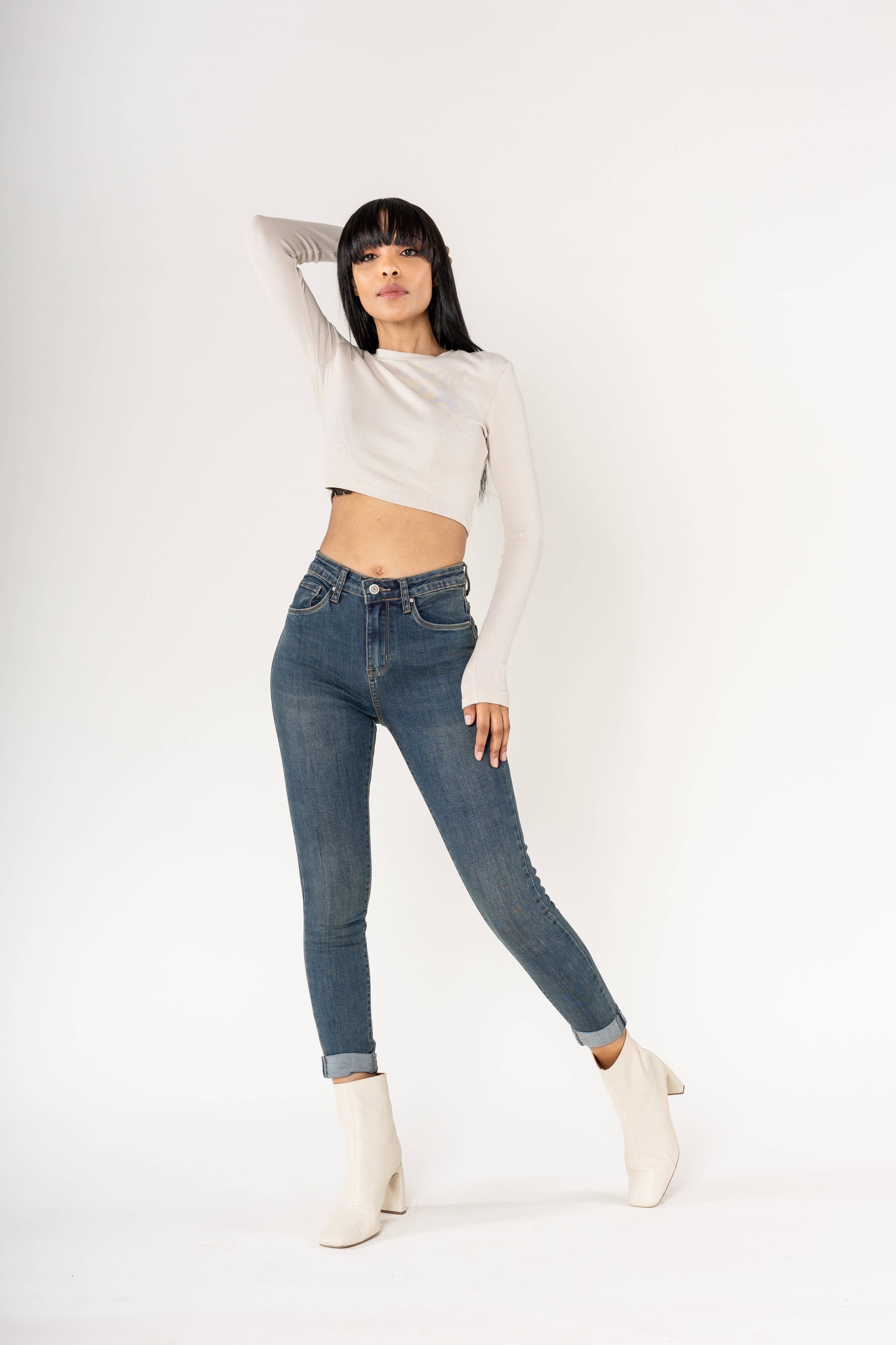 Nina Carter – Engroshandel Jeans - Dame – P078 stretch skinny bukser med høj talje44