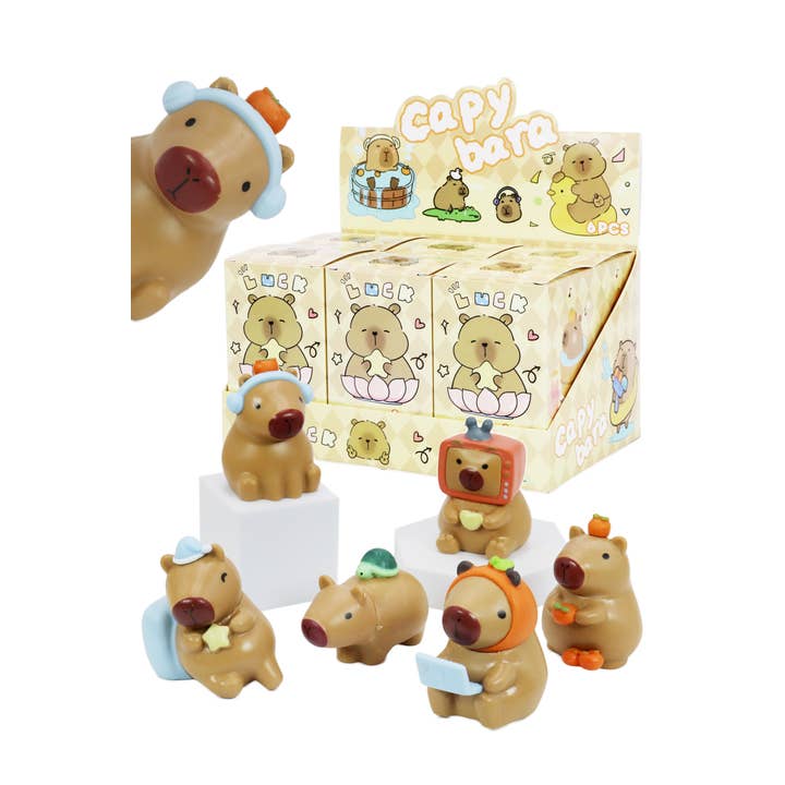 Cap Zone - Wholesale Decorative Figurine - Capybara PVC Figurine Blind Mystery Box - 6 pcs