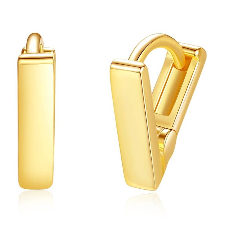 Aros tipo argolla pequeños triangulares lisos de plata de ley 925 para venta al por mayor de Lavishe Jewelry