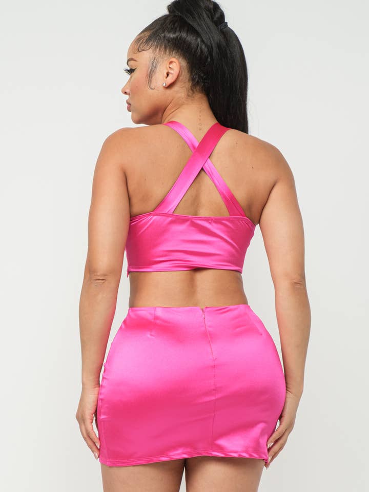 Julia by LoveJ - Wholesale Top & Skirt Set - Women's - Open Front Wire Detail Top And Skirt Set9