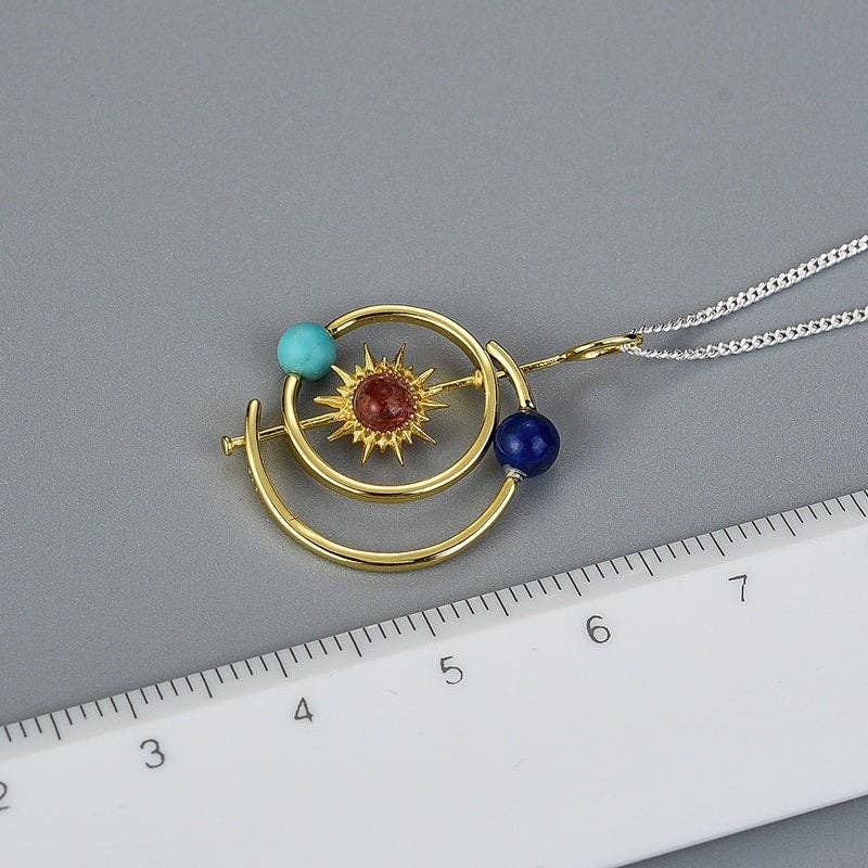 Perimade & Co. LLC - Wholesale Pendant/Charm Necklace - Solar System Sun Star Planet Necklace in 925 Sterling Silver7