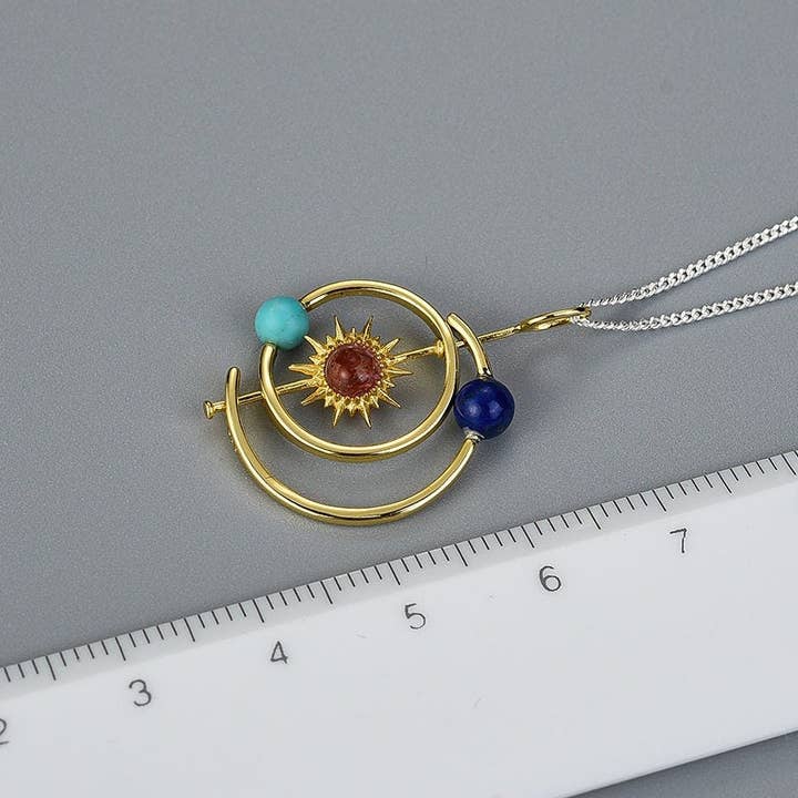 Perimade & Co. LLC - Wholesale Pendant/Charm Necklace - Solar System Sun Star Planet Necklace in 925 Sterling Silver7