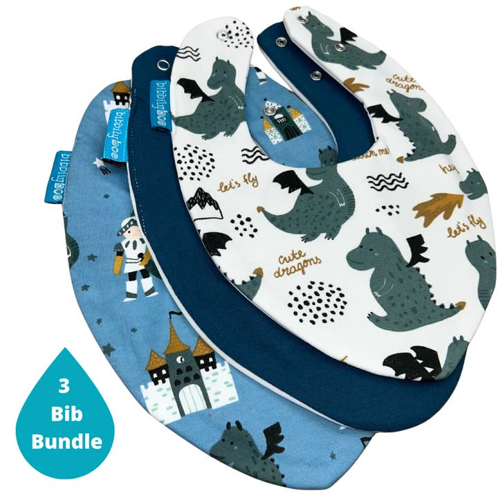 Bibbilyboo – wholesale Bib – Baby – Dragon Bundle of 3 Waterproof Dribble Bibs