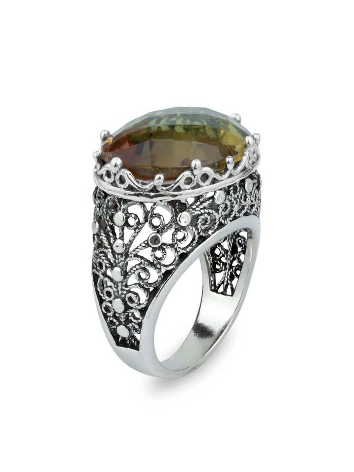 Art Alexandrit Ädelsten Kvinna Sterling Silver Kupolring för wholesale av Filigranist Jewelry