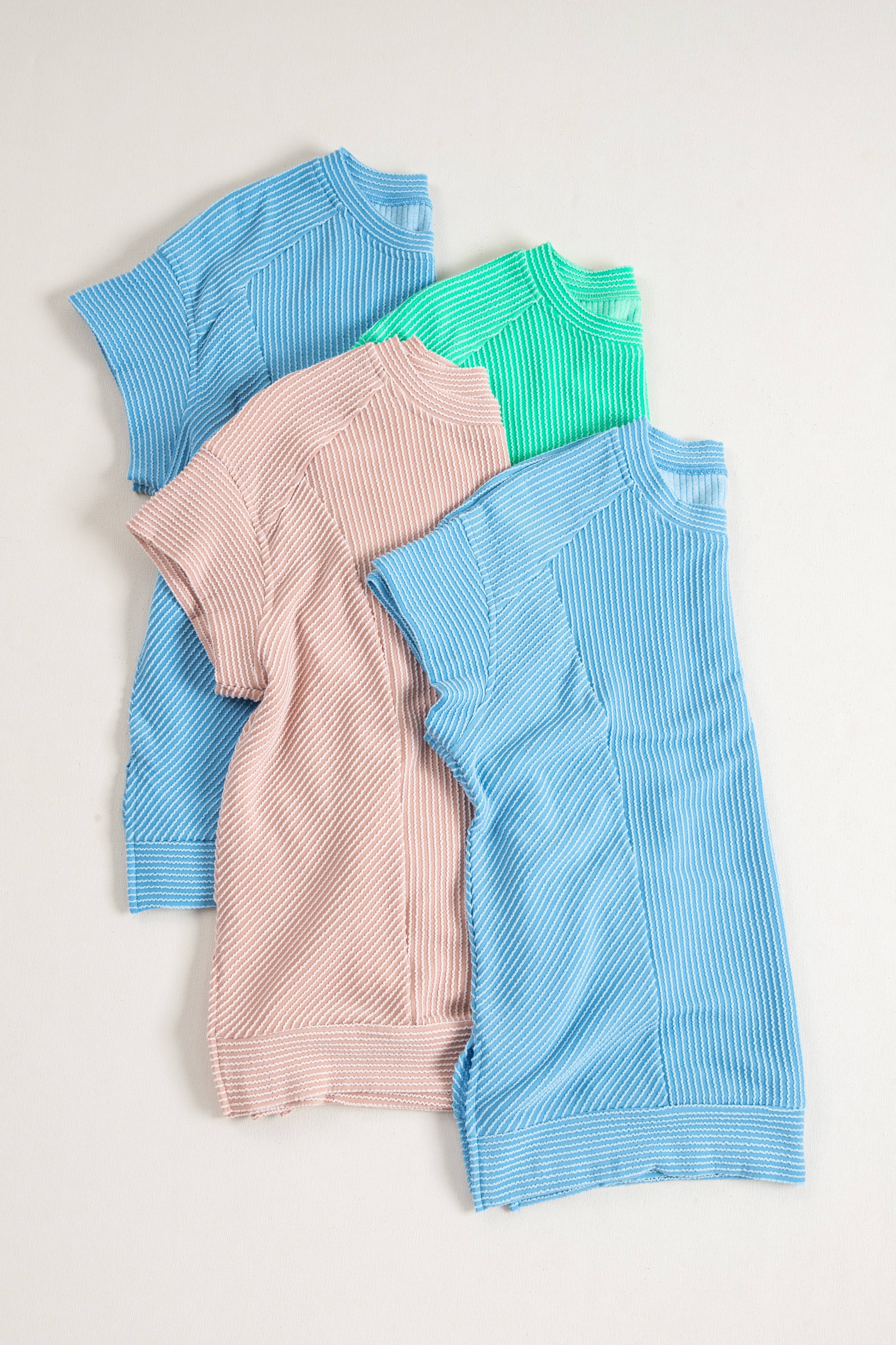 LA Society - Wholesale Lounge Set - Women's - Cable Knit Short Sleeve T Shirt and Wide Leg Pants Set11