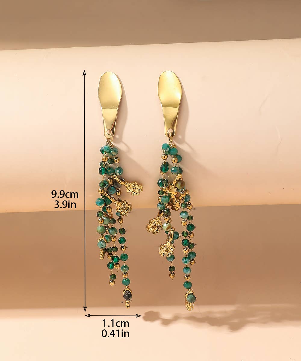 Blossom bijoux – Brincos de argola por atacado – Brincos de pino em aço inoxidável com contas de cristal Blossom bijoux3