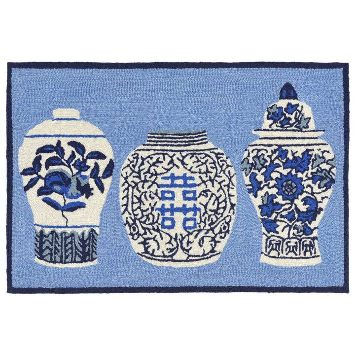 Blue Frontporch Ginger Jars Indoor/Outdoor Rug for wholesale on Faire