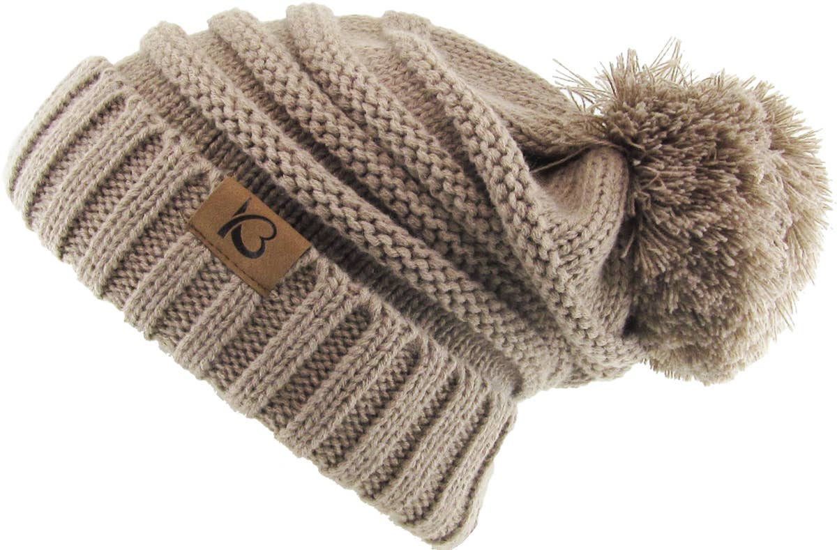 KBETHOS – Großhandel Beanie – Damen – Chunk Pom Pom Grobstrick-Mütze mit Zopfmuster und Rippenstrick26