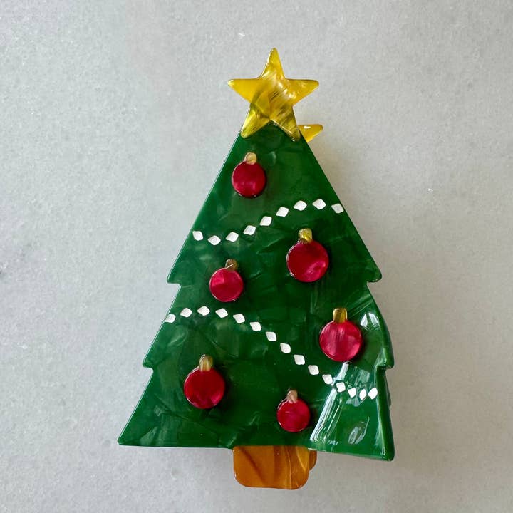 Christmas Tree Hair Claw Clip for wholesale by Bittergoods