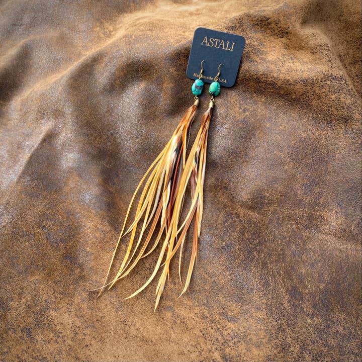ASTALI – Großhandel Quasten-Ohrring – Türkis- und lange Federohrringe — Natural Mix, Western4