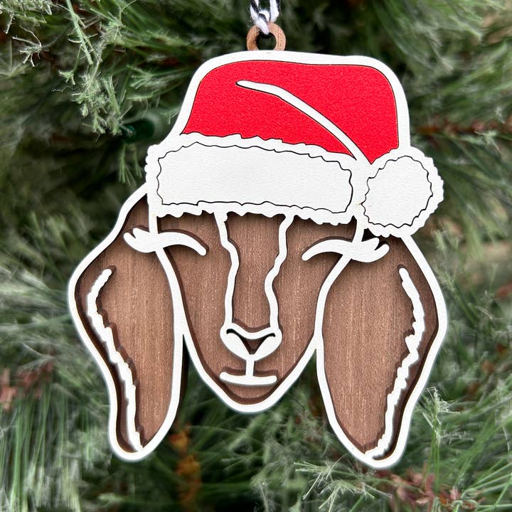 Goat Christmas Ornament for wholesale by Wandering Woods Designs
