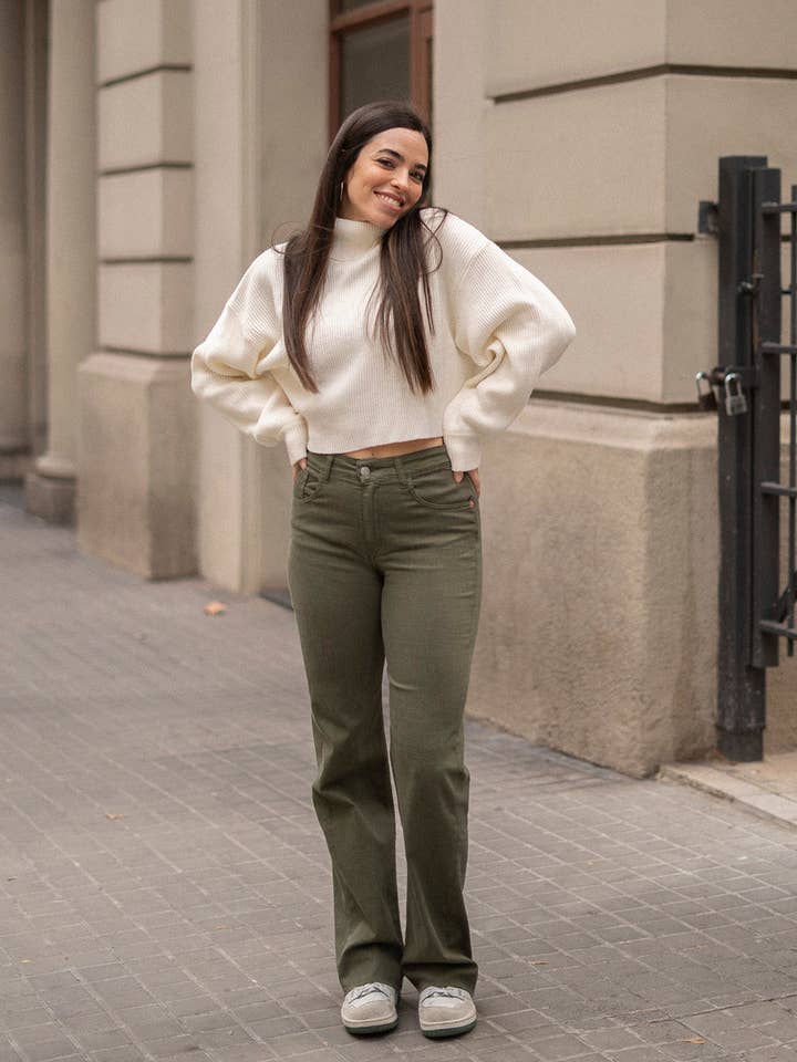 WIDELEG HIGH RISE - KHAKI for wholesale by Matcha Jeans