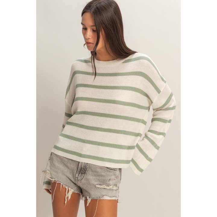 Lightweight Wide-Sleeve Striped Sweater for wholesale by Double Zero