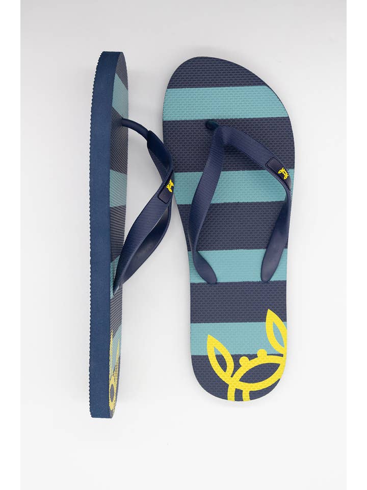 Custi Mikelo: Men's Clothing & Christmas Gifts – Großhandel Flip-Flops – Unisex – Türkis gestreifte Sandalen2