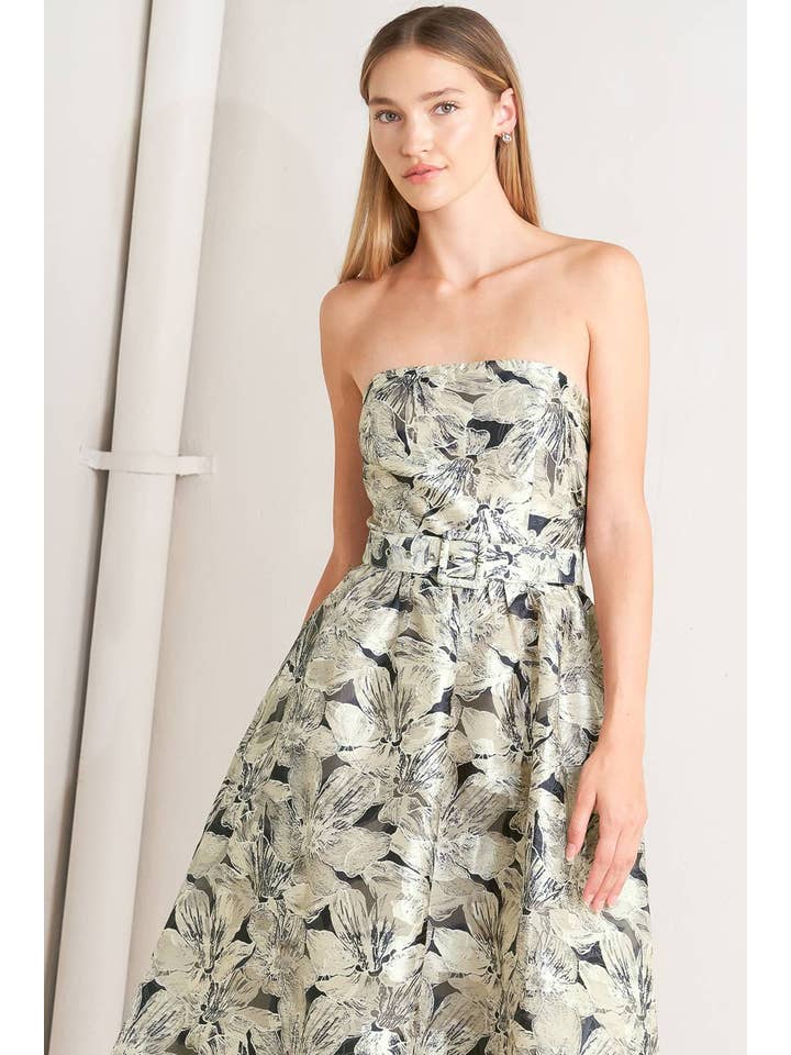 IVORY MULTI A textured woven midi dress - FD1842 for wholesale on Faire6