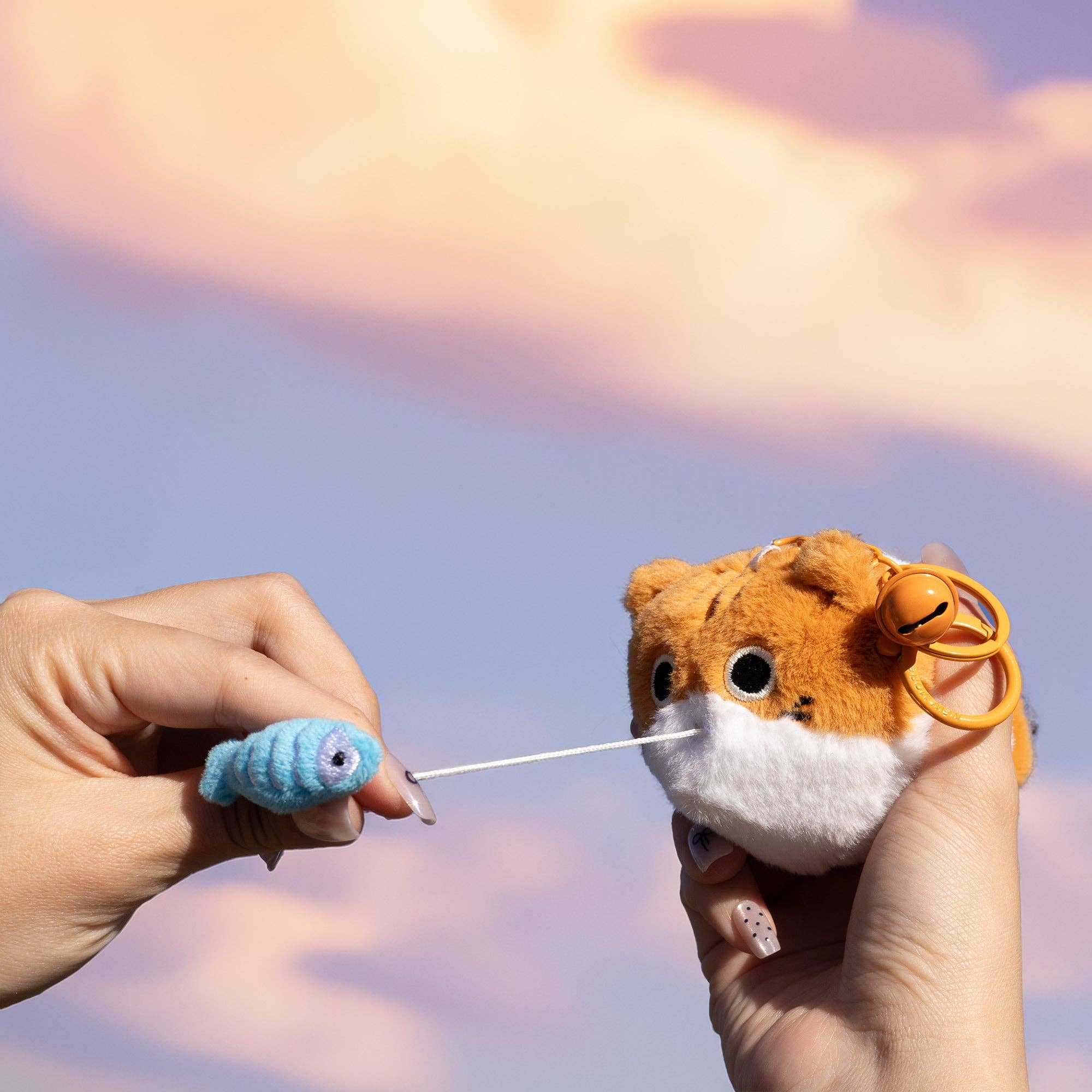 Bewaltz - Wholesale Keychain - Women's - Pull On Me Keychain- Orange Kitty and Fish0