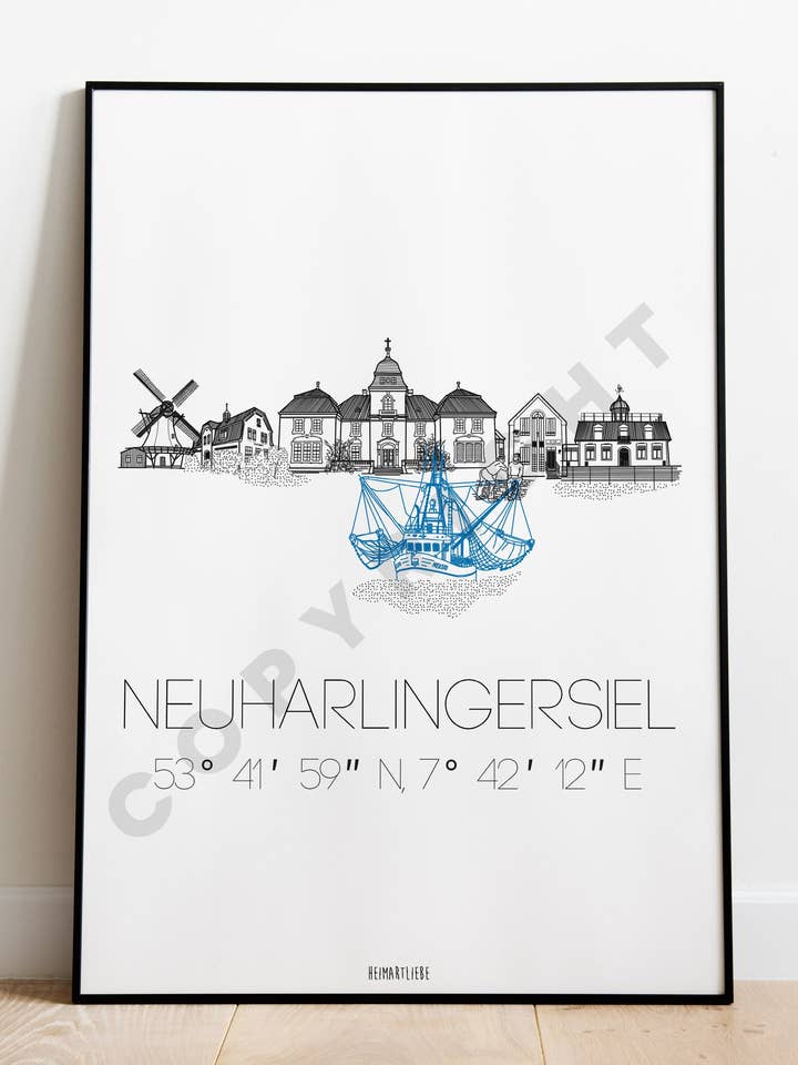 PRINT - SKYLINE NEUHARLINGERSIEL for engroshandel hos HEIMARTLIEBE®