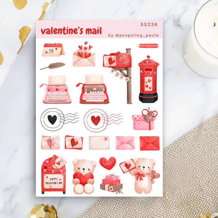 Valentine's Mail - Sticker Sheet for wholesale by Penpaling Paula