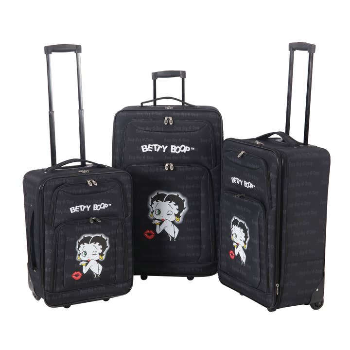 Betty Boop 3-Piece 2 Wheels Softside Luggage Set for wholesale by Dony Corp