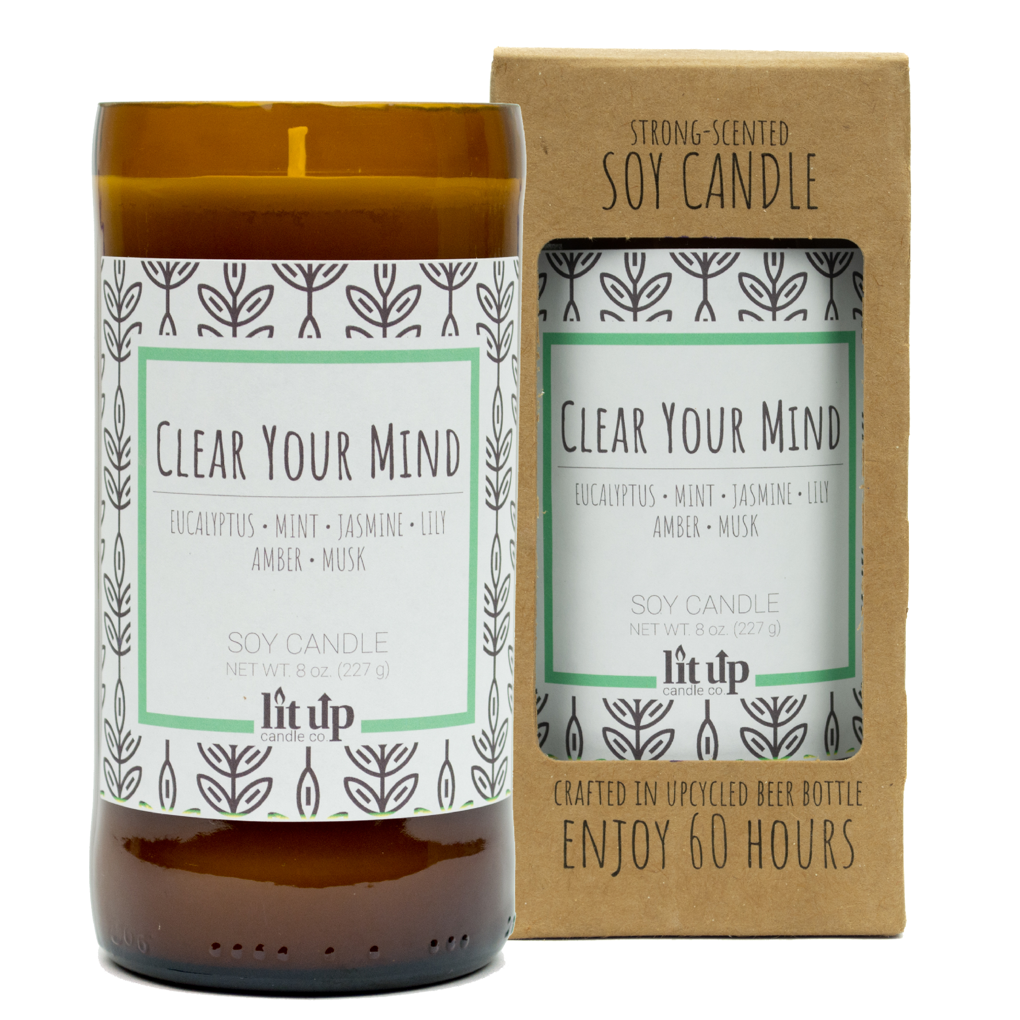 Lit Up Candle Co. – wholesale Jar/filled candle – 8-PACK 8 oz. scented soy candles in upcycled beer bottles2