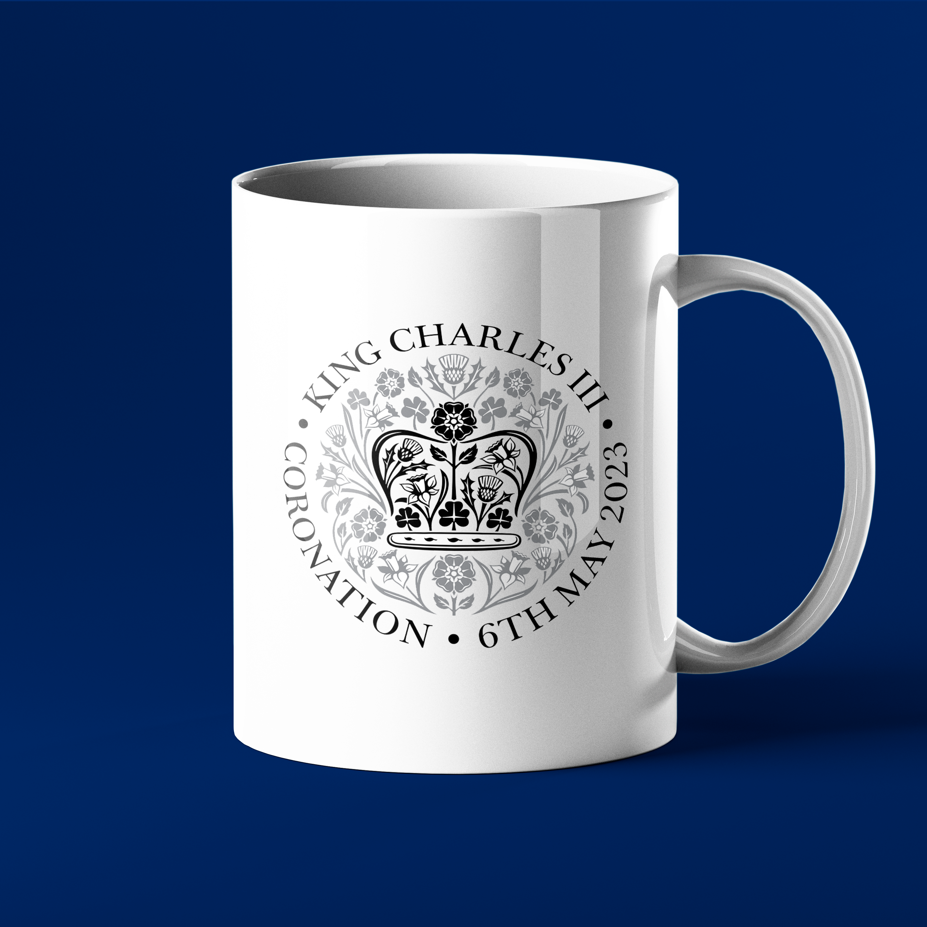 Prickly Cards – Großhandel Kaffeebecher – King Charles Tasse mit Krönungsmotiv 2023, Schwarz-Weiß1