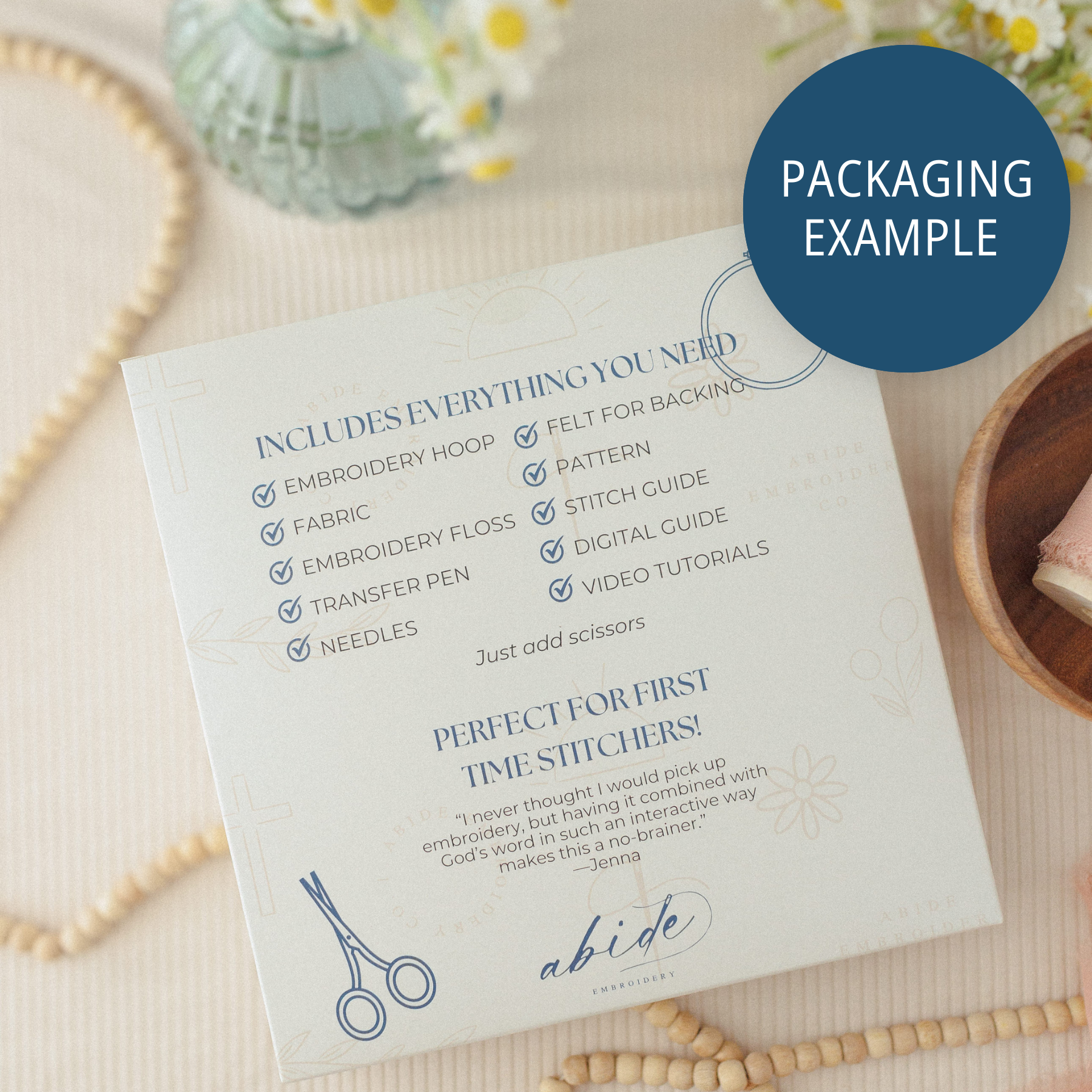 Abide Embroidery Co. - Wholesale Embroidery/Cross Stitch Supplies - "A Woman Who Fears the Lord" (Proverbs 31:30) Embroidery Kit3