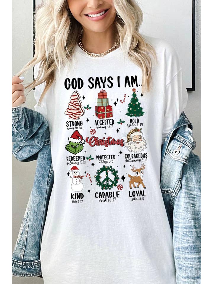 COLORBEAR - Wholesale T-Shirt (Graphic) - Unisex - God Says I Am Christmas Graphic Heavyweight Tee