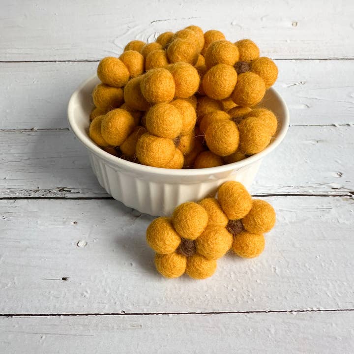 Sewing Seeds Play - Wholesale Decorative Tabletop Object - One Mini Felt Ball Sunflower