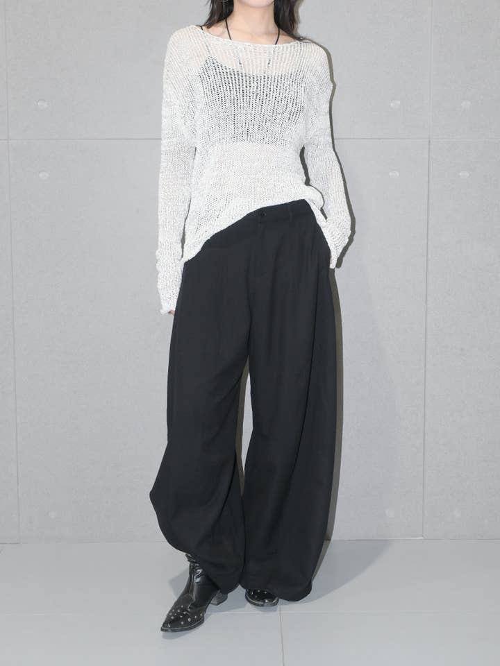 Pantalón de Lana con Piernas Curvadas para venta al por mayor de Blanc.Noize