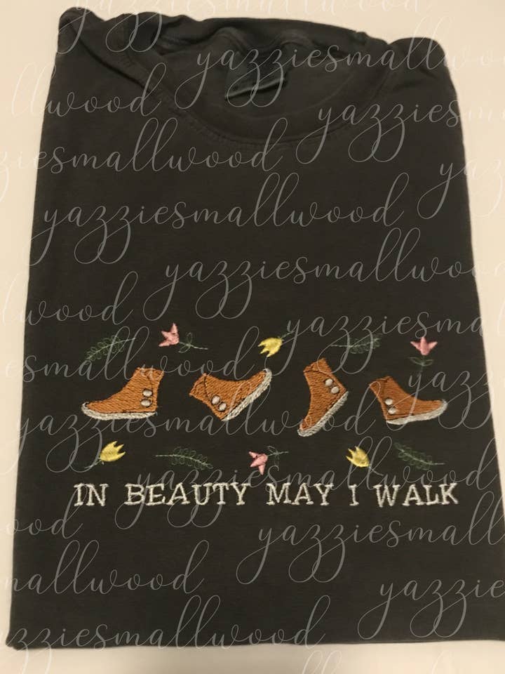 In Beauty May I walk Embroidered T-shirt for wholesale by yazziesmallwood