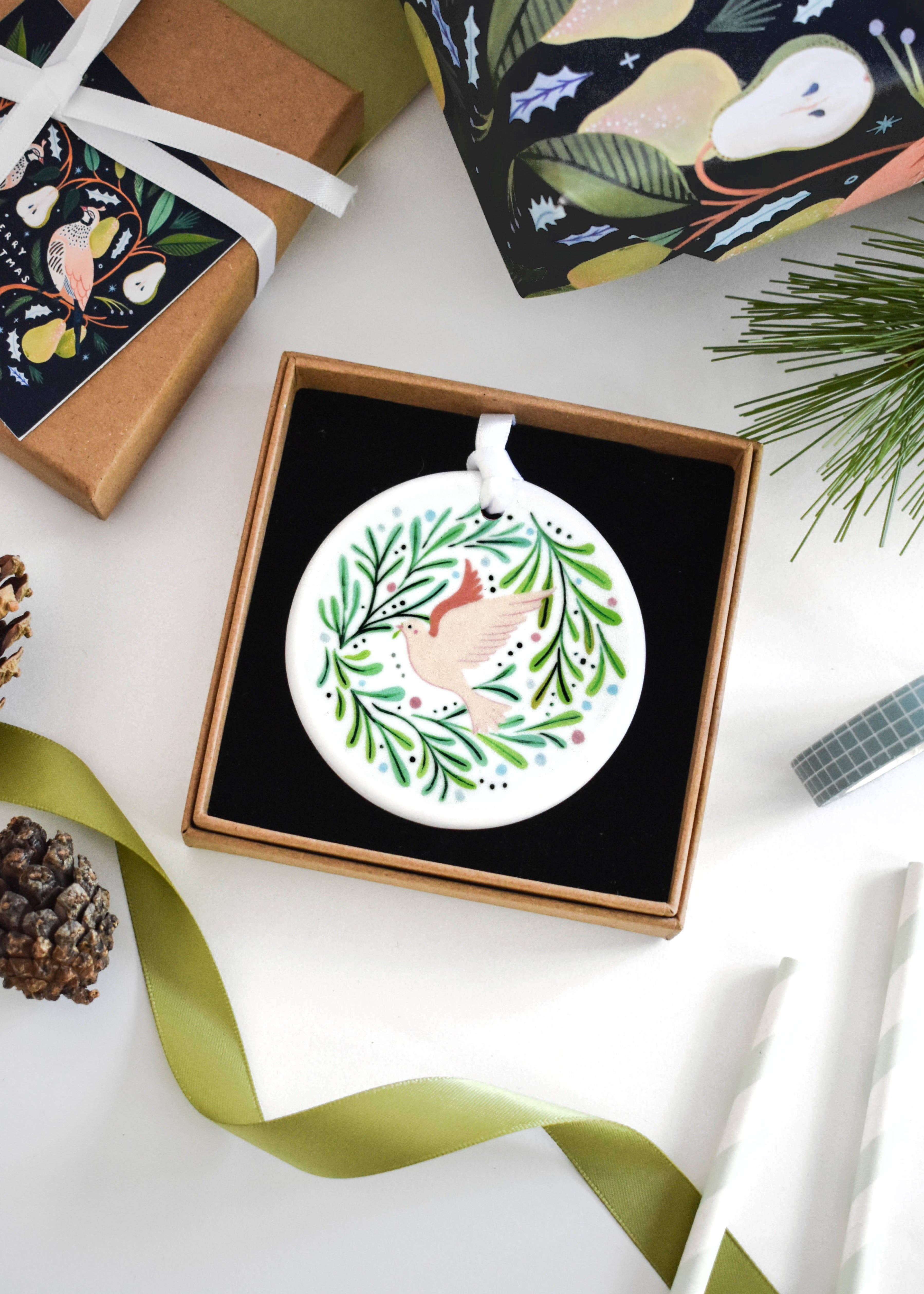 Amber Davenport Art - Wholesale Ornament - White Dove Christmas Ornament2